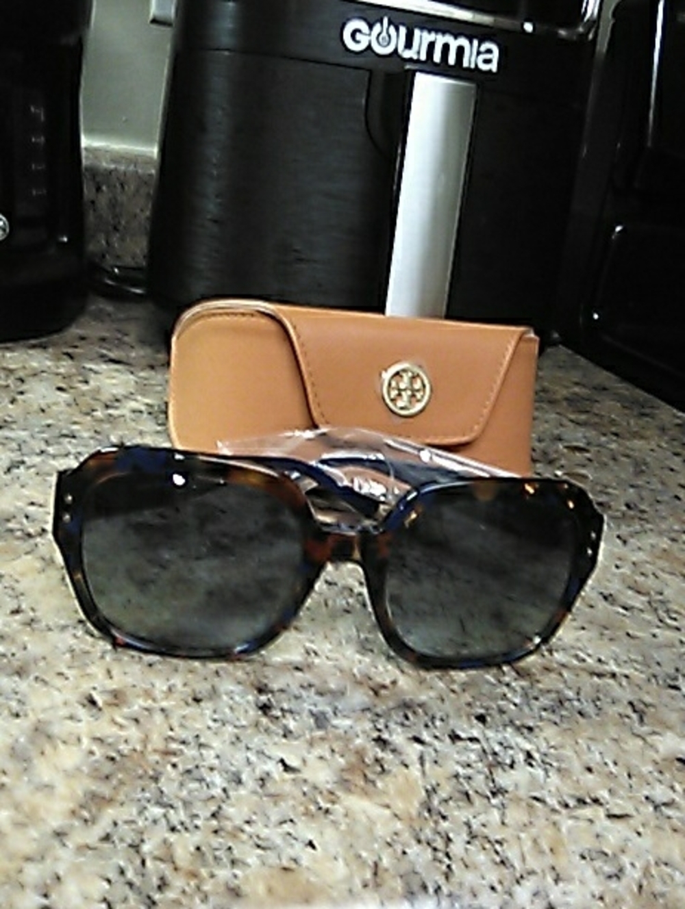 Tory Burch Tortoiseshell Sunglasses with Tan Logo Case